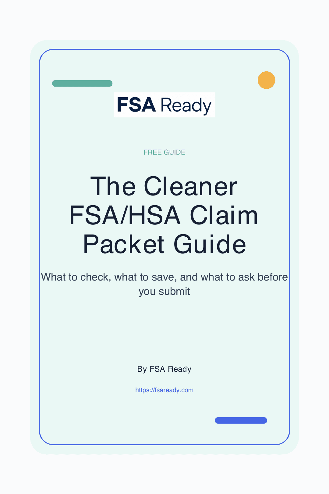The Cleaner FSA/HSA Claim Packet Guide cover